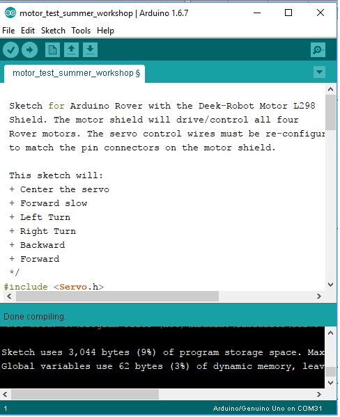 motor test program
